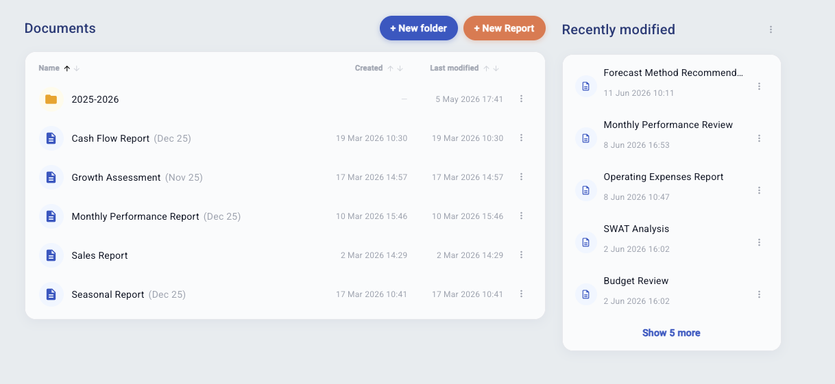 Documents and outputs held in one controlled system rather than scattered folders